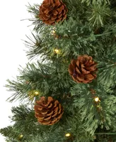 Mountain Pine Artificial Christmas Tree with Lights and Pine Cones