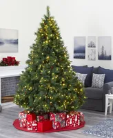 West Virginia Full Bodied Mixed Pine Artificial Christmas Tree with Lights and Pinecones, 84"