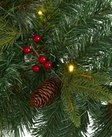 Mixed Pine Artificial Christmas Garland with Lights, Berries and Pinecones, 72"