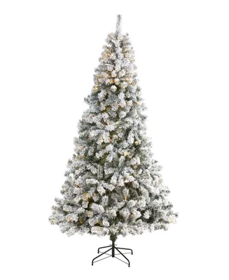 Flocked West Virginia Fir Artificial Christmas Tree with Lights, 96"