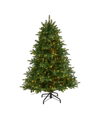 South Carolina Spruce Artificial Christmas Tree with Lights and Bendable Branches, 60"