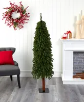 Grand Alpine Artificial Christmas Tree with Bendable Branches On Natural Trunk, 60"