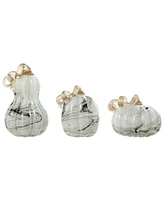 Glitzhome Faux Marble Glass Pumpkin Gourd Set, 3 Piece