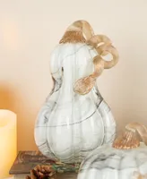 Glitzhome Faux Marble Glass Pumpkin Gourd Set, 3 Piece