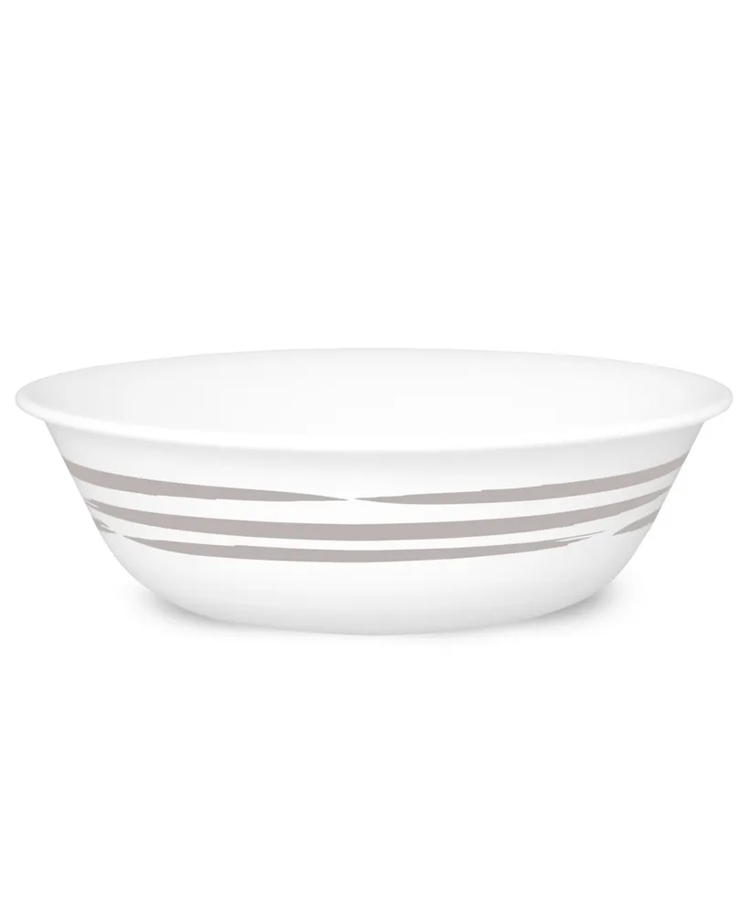 Corelle Brushed Silver Tone Soup Bowl - White, Silvery