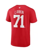 Men's Fanatics Dylan Larkin Red Detroit Wings Authentic Stack Captain Name and Number T-shirt