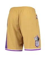 Men's Mitchell & Ness Gold Sacramento Kings 2005-06 Hardwood Classics Swingman Shorts