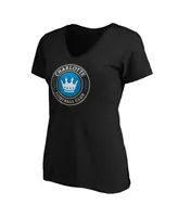 Women's Fanatics Black Charlotte Fc Primary Logo V-Neck T-shirt