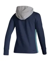 Women's adidas Deep Sea Blue Seattle Kraken Skate Lace Aeroready Pullover Hoodie