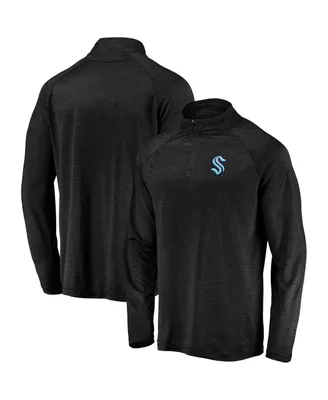 Men's Fanatics Black Seattle Kraken Primary Logo Quarter-Zip Pullover Fleece Jacket
