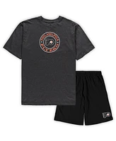 Men's Concepts Sport Black, Heathered Charcoal Philadelphia Flyers Big and Tall T-shirt Shorts Sleep Set