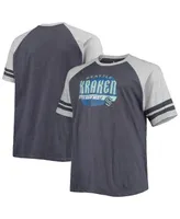 Men's Heathered Deep Sea Blue Seattle Kraken Big and Tall Raglan T-shirt