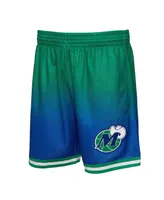 Men's Mitchell & Ness Green and Navy Dallas Mavericks 1998/99 Hardwood Classics Fadeaway Reload 3.0 Swingman Shorts