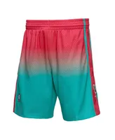 Men's Mitchell & Ness Pink and Teal San Antonio Spurs 1998/99 Hardwood Classics Fadeaway Reload 3.0 Swingman Shorts