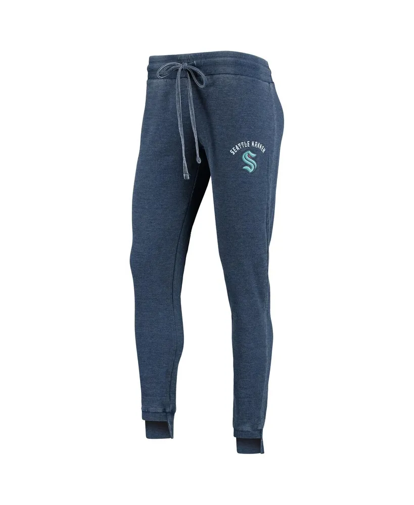 Women's Concepts Sport Deep Sea Blue, White Seattle Kraken Resurgence Slub Burnout Raglan T-shirt and Joggers Sleep Set