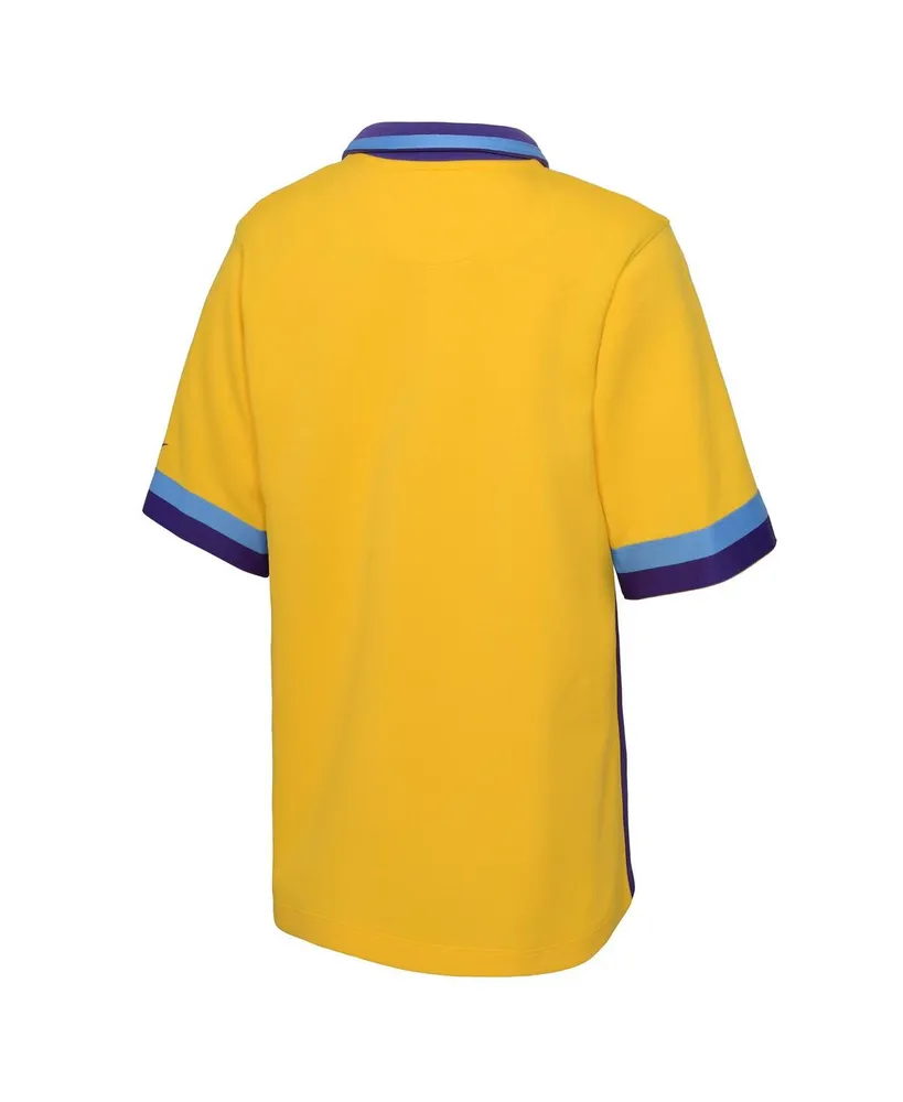 Big Boys Nike Gold Los Angeles Lakers 2021/22 City Edition Therma Flex Short Sleeve Collar Jacket