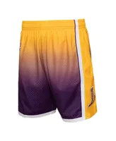 Men's Mitchell & Ness Gold and Purple Los Angeles Lakers 2009/10 Hardwood Classics Fadeaway Reload 3.0 Swingman Shorts