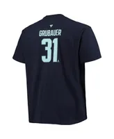 Men's Fanatics Philipp Grubauer Deep Sea Blue Seattle Kraken Big and Tall Name Number T-shirt