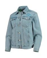 Women's The Wild Collective Blue Charlotte Fc Print Denim Button-Up Jacket