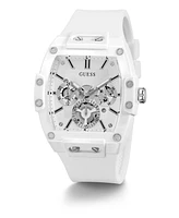 Guess Men's Multi-Function White Silicone Strap Watch 43mm