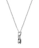 Sapphire (1/2 ct. t.w.) & Diamond (1/10 ct. t.w.) Halo Pendant Necklace in 14k White Gold, 16" + 2" extender