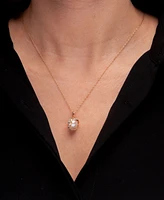 Cultured Freshwater Pearl with Diamond Crossed Pendant in 14K Yellow Gold