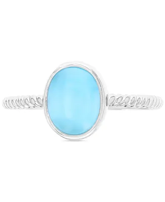 Larimar Oval Ring Sterling Silver