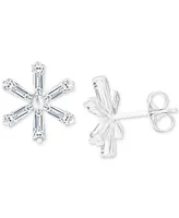 Cubic Zirconia Star Stud Earrings in Sterling Silver