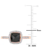 Black Diamond (7/8 ct. t.w.) & White (1/10 Cushion Halo Engagement Ring 14k Rose Gold