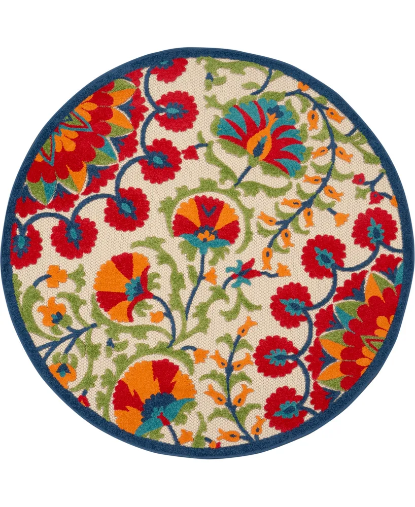 Nourison Home Aloha ALH20 5'3" x 5'3" Round Outdoor Area Rug