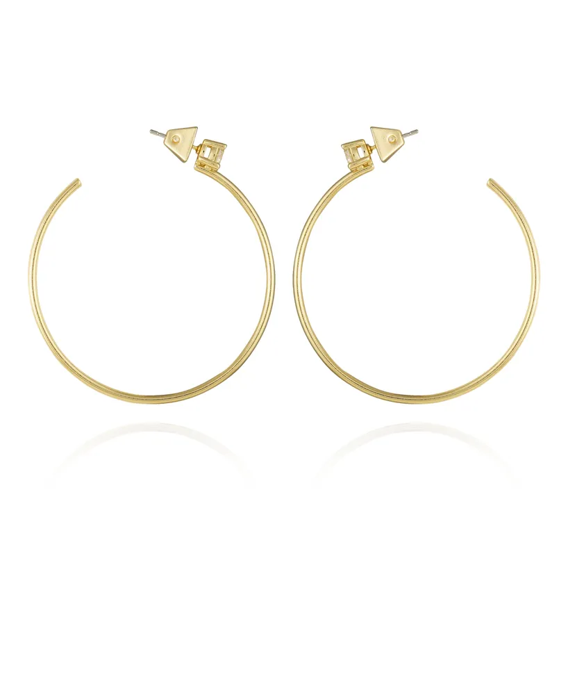 Vince Camuto Gold-Tone Cubic Zirconia C Hoop Earrings - Gold