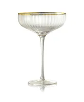 Qualia Glass Rocher Cocktail Coupe Glasses, Set of 4, 12.5 Oz - Clear, Gold