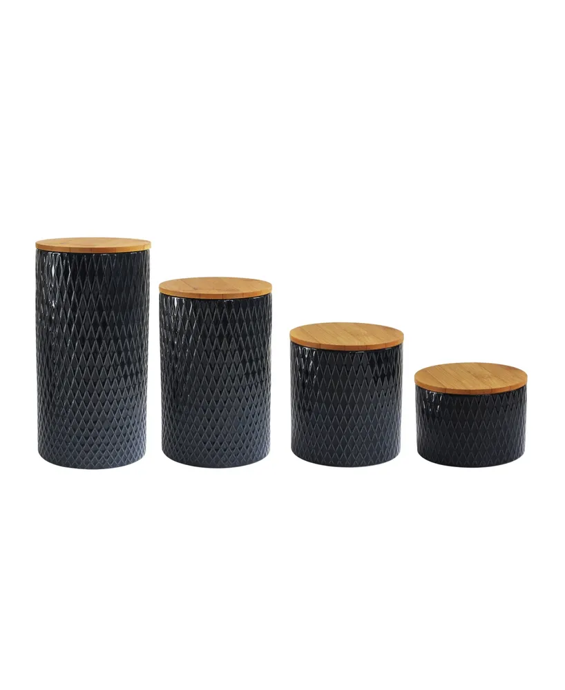 Imitation Diamond Embossed Canister, Set of 4