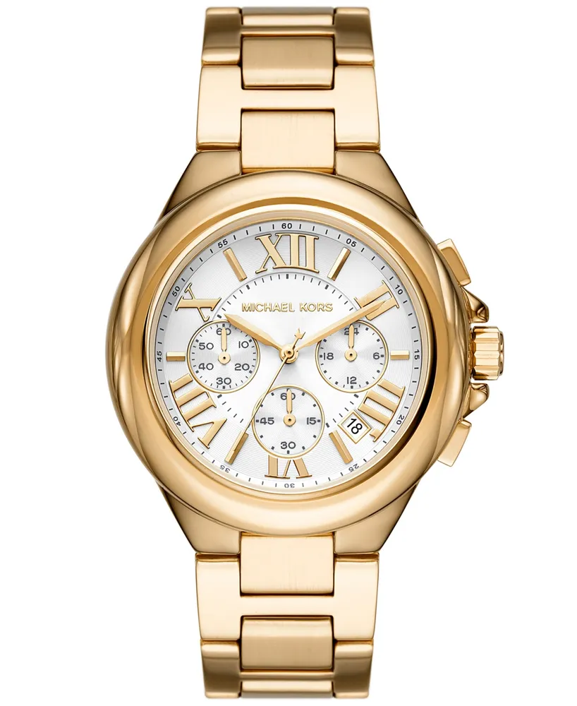 Michael Kors Women's Camille Chronograph Gold-Tone Stainless Steel Bracelet Watch 43mm