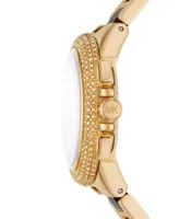 Michael Kors Women's Camille Chronograph Gold-Tone Stainless Steel and Tortoise Acetate Bracelet Watch 43mm - Two