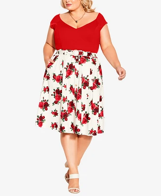 City Chic Plus Size Vintage Rose Skirt