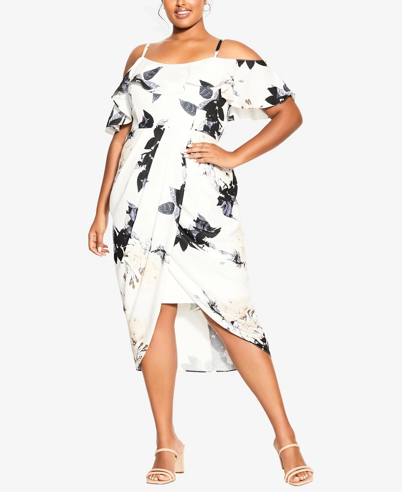 City Chic Women's Cream Floral Dress