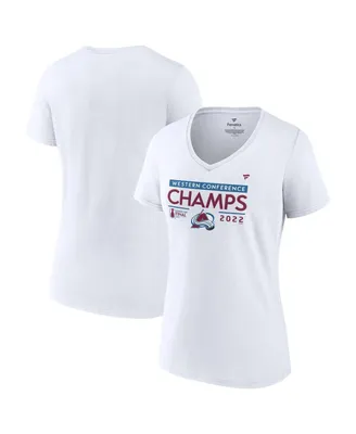 Women's Fanatics White Colorado Avalanche 2022 Western Conference Champions Locker Room V-Neck T-shirt