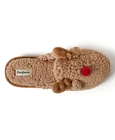 Dearfoams Men's Holiday Novelty Christmas Reindeer Scuff Slipper