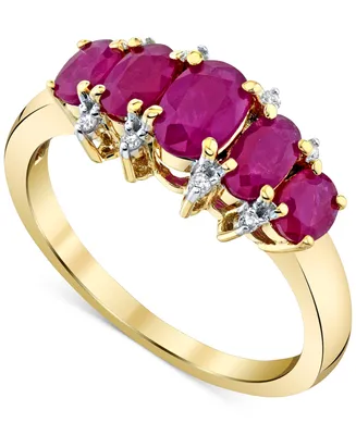 Ruby (1-3/4 ct. t.w.) & Diamond (1/20 ct. t.w.) Oval Cluster Ring in 10k Gold