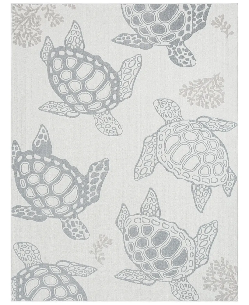 Global Rug Designs Aquatic Sea Turtle 10294 7'10" x 10'2" Outdoor Area Rug