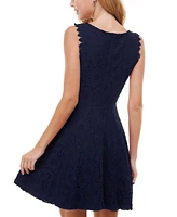 City Studios Juniors' Lace Fit & Flare Dress