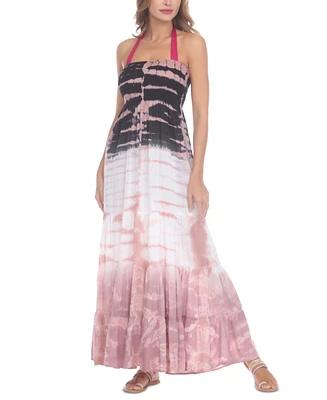 Raviya Juniors' Tiered Tie-Dyed Cover-Up Maxi Dress