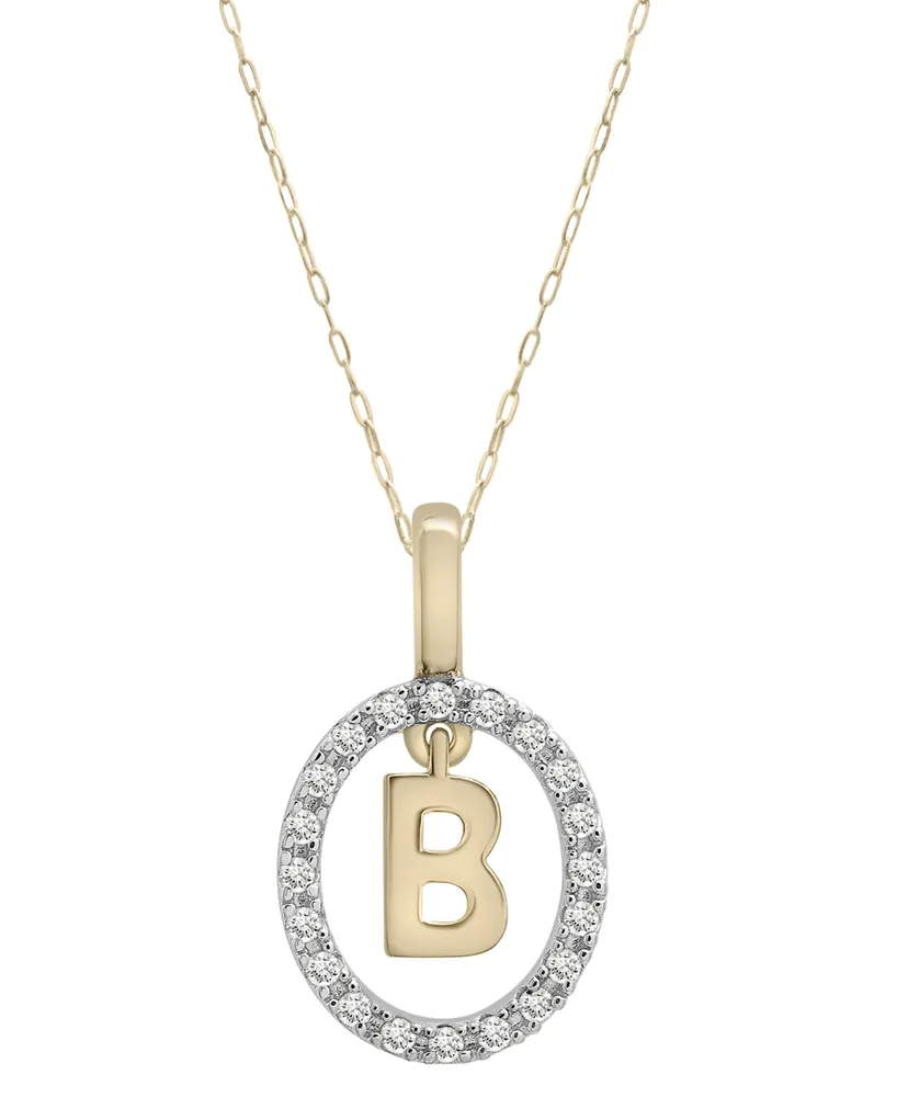 Wrapped Diamond Initial "B" 18" Pendant Necklace (1/10 ct. t.w.) in 14k Gold, Created for Macy's