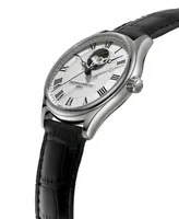 Frederique Constant Men's Swiss Automatic Classics Heart Beat Black Leather Strap Watch 40mm