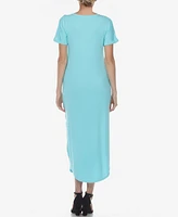 Women's Short Sleeve V-Neck Maxi Dress