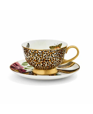 Spode Creatures of Curiosity Leopard and Snake Coupe Teacup and Saucer