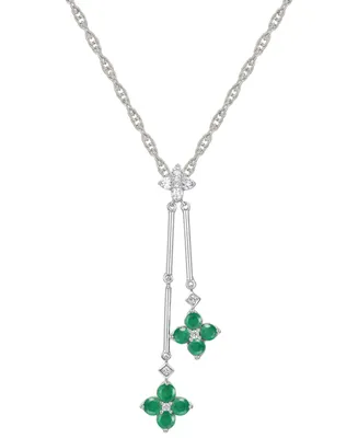 Ruby (3/4 ct. t.w.) & Diamond (1/8 Double Flower 18" Lariat Necklace Sterling Silver (Also Sapphire Emerald)