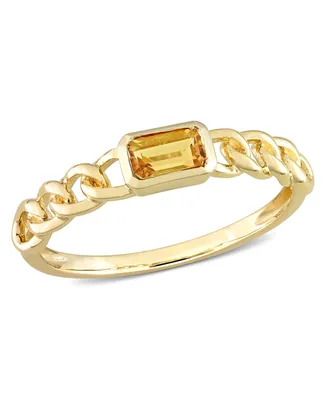 10K Yellow Gold Plated Citrine Link Ring