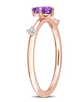 10K Rose Gold Amethyst and White Topaz Stackable Ring